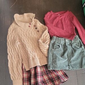 Bundle 5Outfits: GreenSweater Dress, Floral Dress, 2Skirts With Tops, Wool Dress